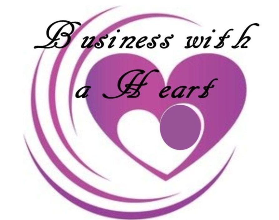 A purple heart with the words business with a heart written in it.
